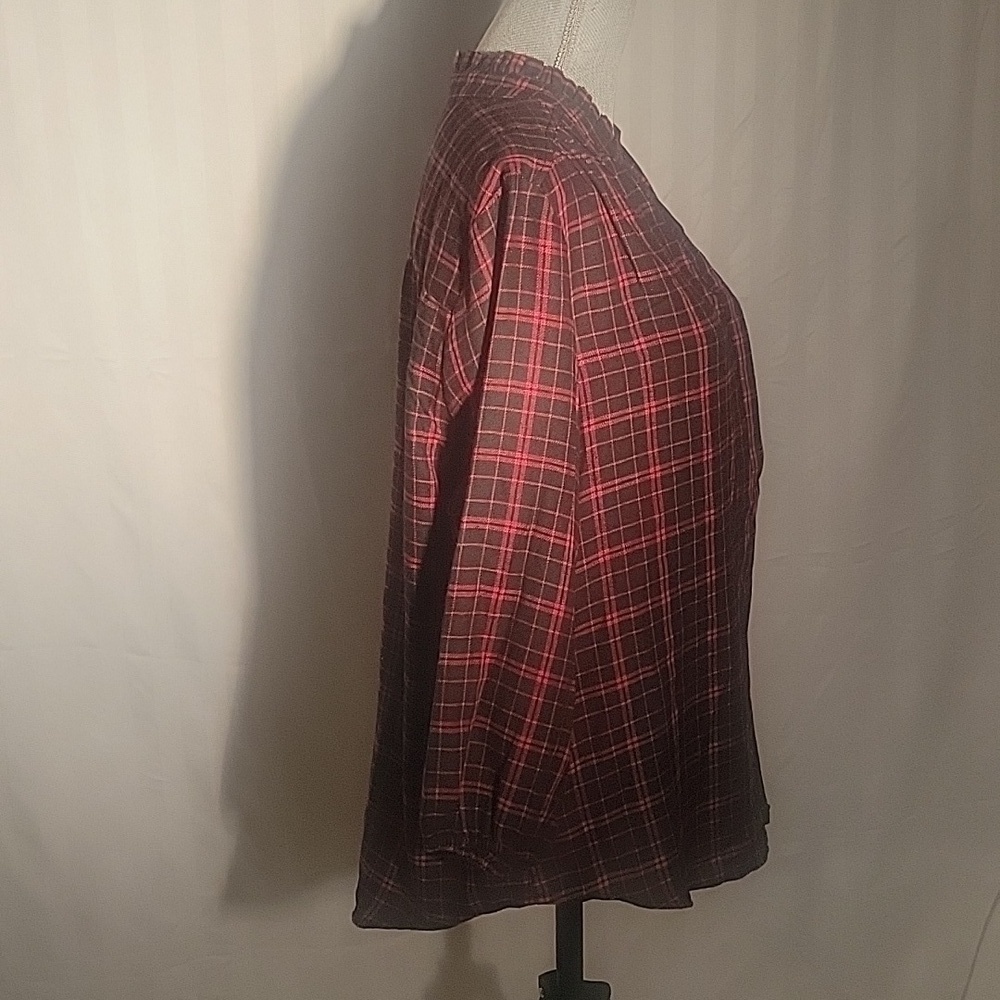 Counterparts Womans Classic Red Plaid Half Way Button Down Blouse, Size: XL, NWT - Picture 7 of 12